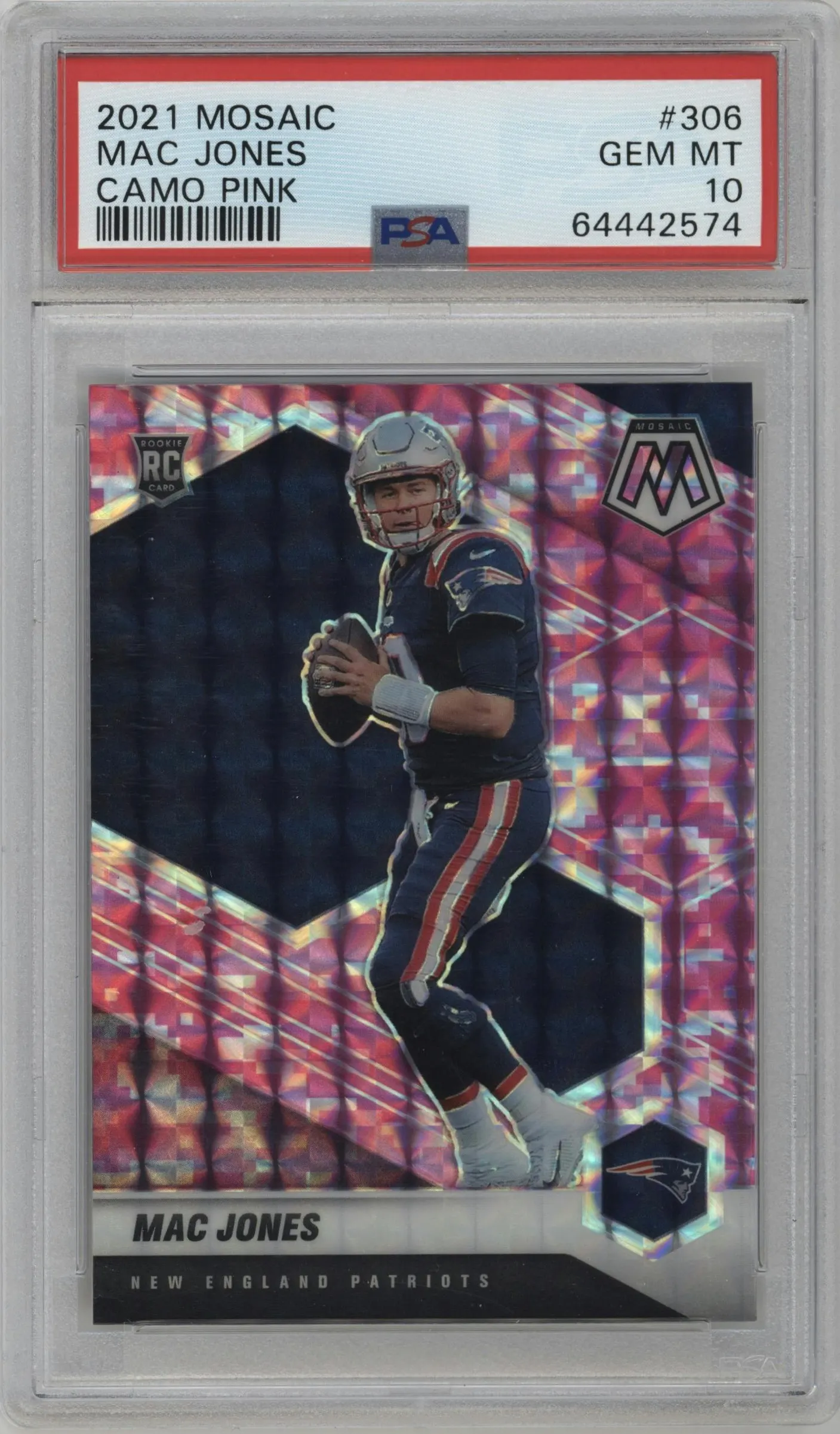 2021 Panini Mosaic Mac Jones Pink Camo #306 PSA 10