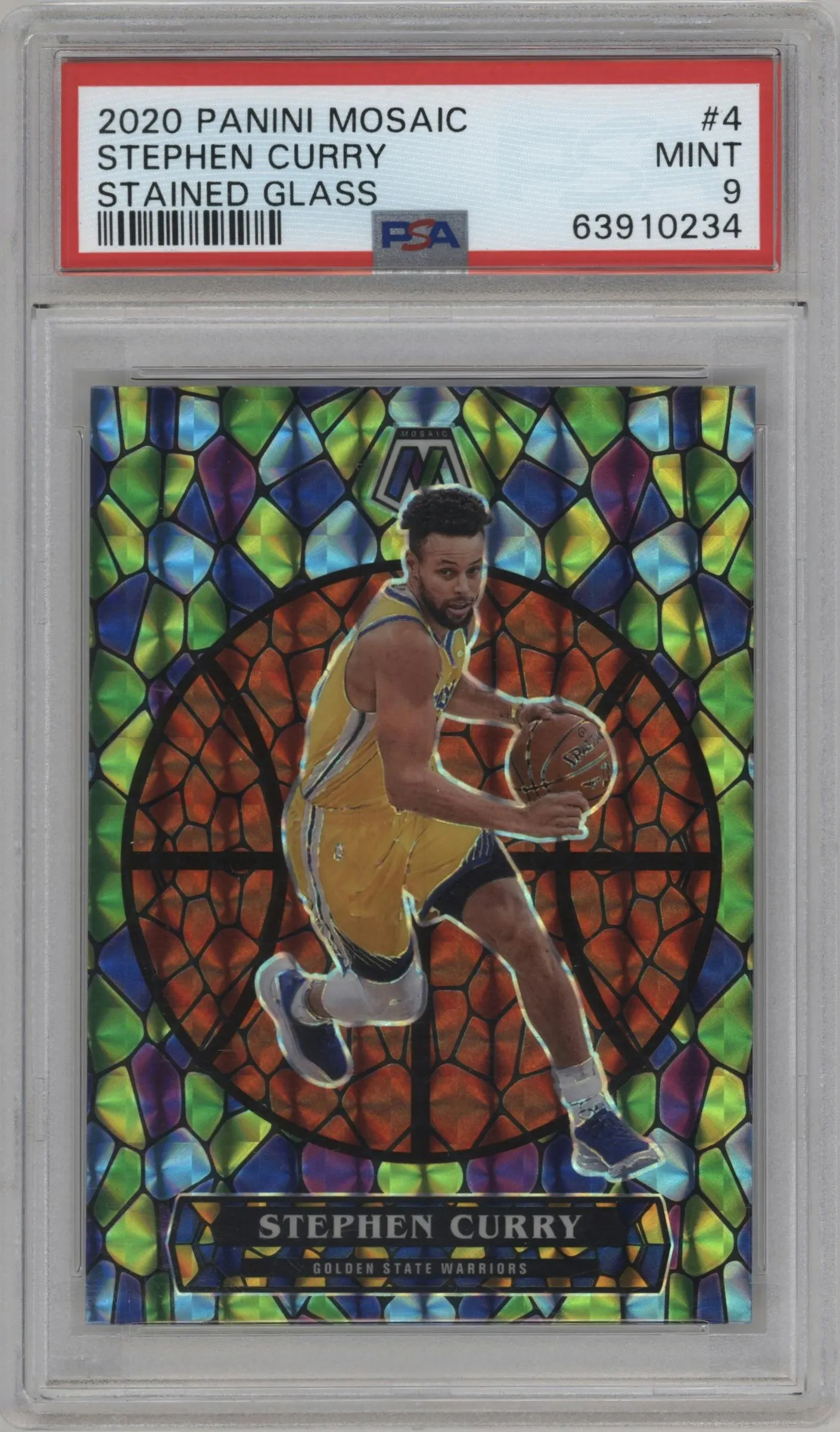 2020 Panini Mosaic Stained Glass Stephen Curry #4 PSA 9