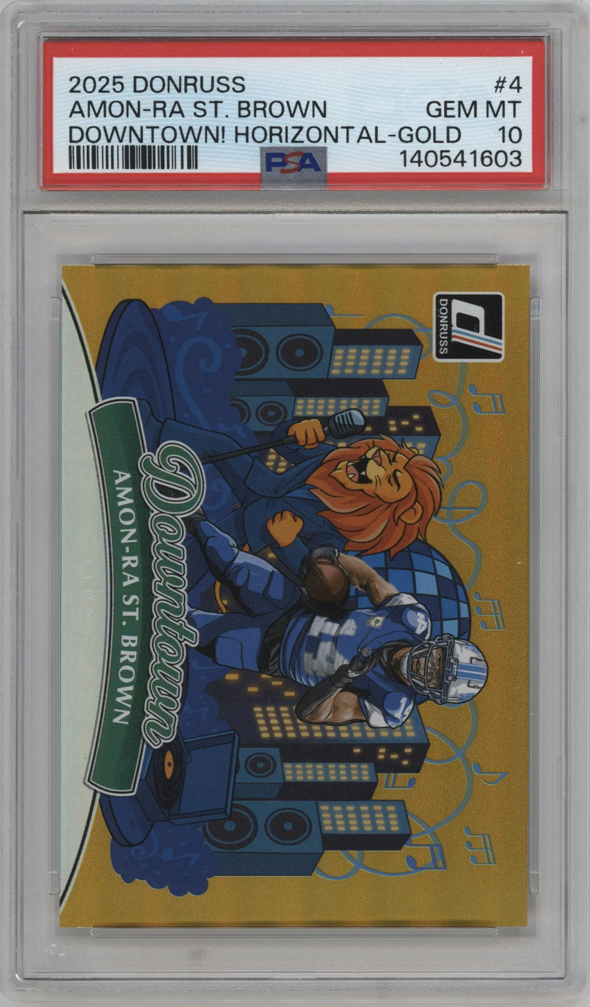2025 Panini Donruss Downtown Horizontal Amon-Ra St. Brown Gold #4 PSA 10