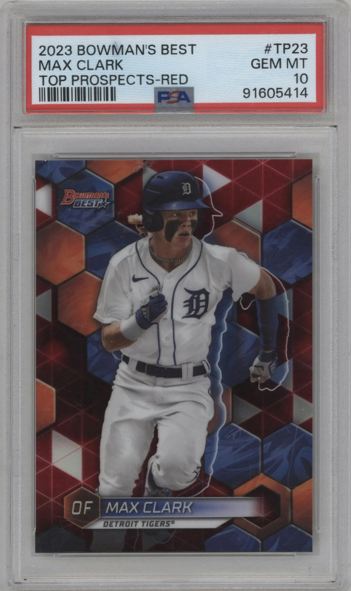 2023 Bowman's Best Top Prospect Max Clark Red Refractor PSA 10