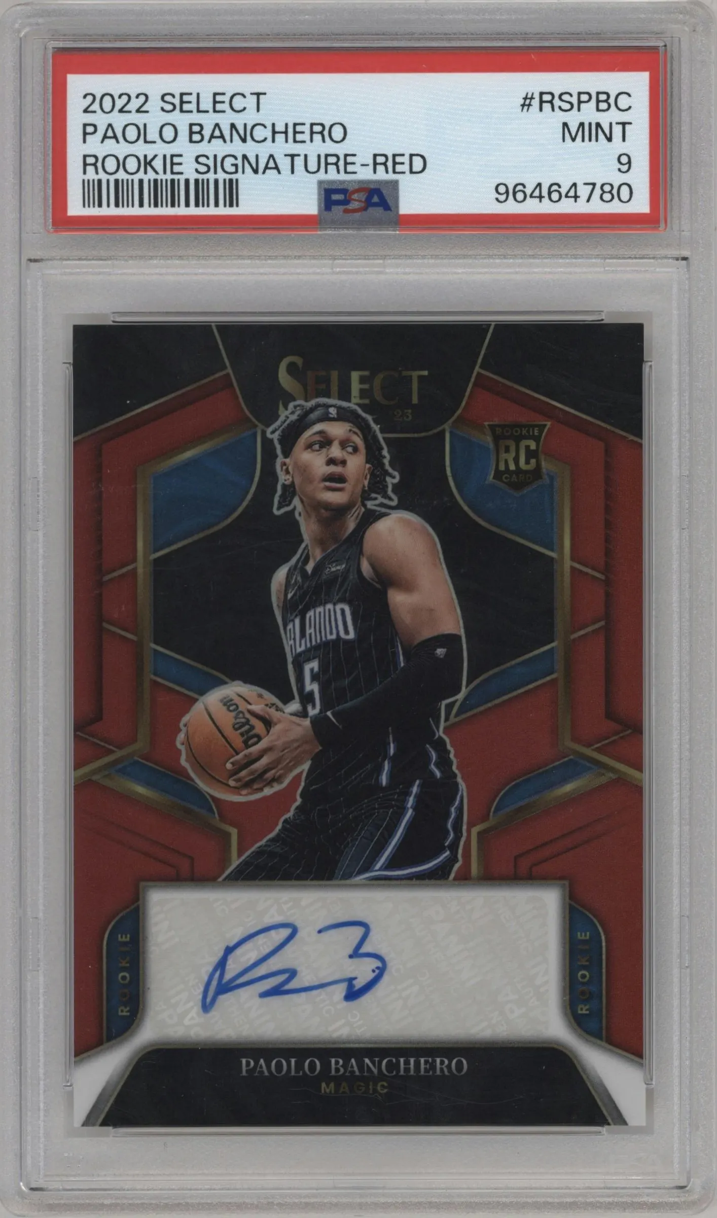 2022 Panini Select Rke.Sig. Paolo Banchero Red Prizm #RS-PBC PSA 9