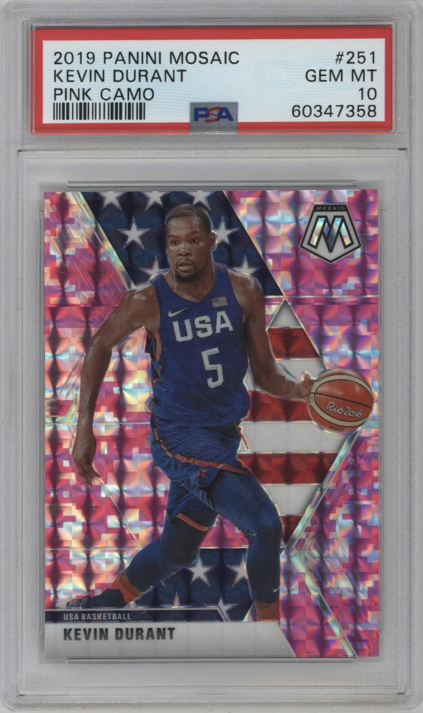 2019 Panini Mosaic Kevin Durant Pink Camo #251 PSA 10