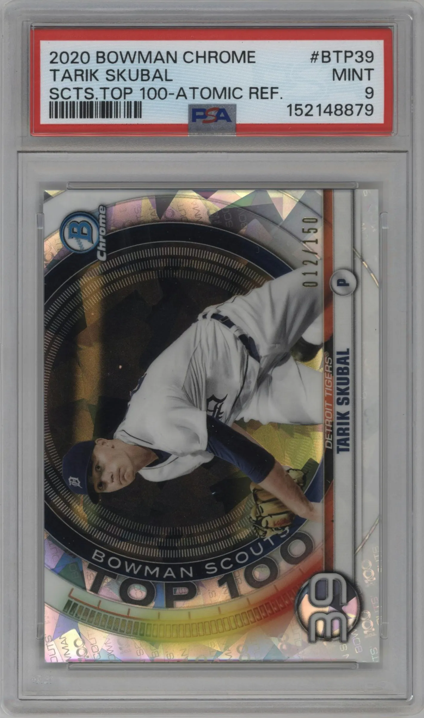 2020 Bowman Scouts Top 100 Tarik Skubal Atomic Refractor #BTP-39 PSA 9