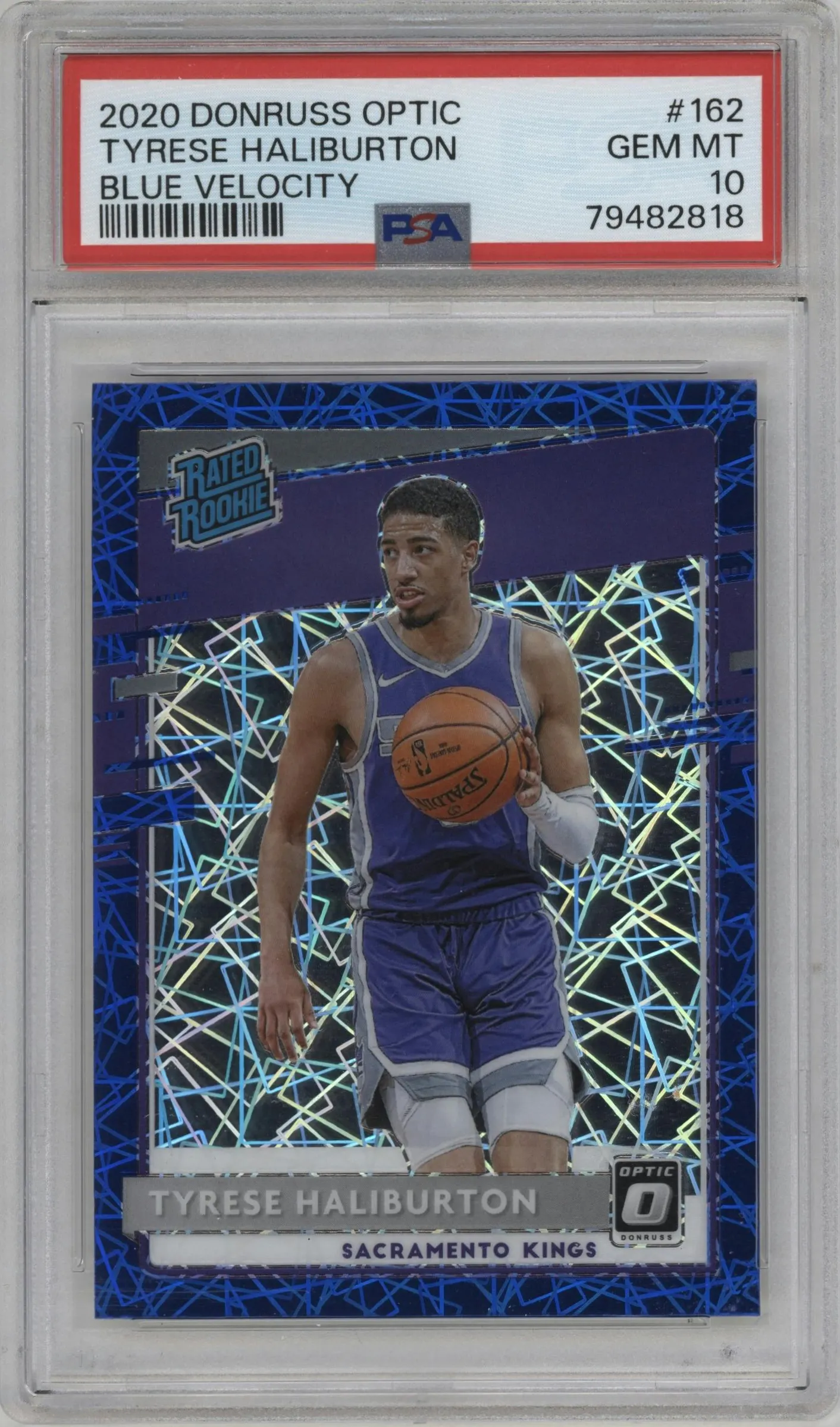 2020 Panini Donruss Optic Rated Rookie Tyrese Haliburton Blue Velocity #162 PSA 10