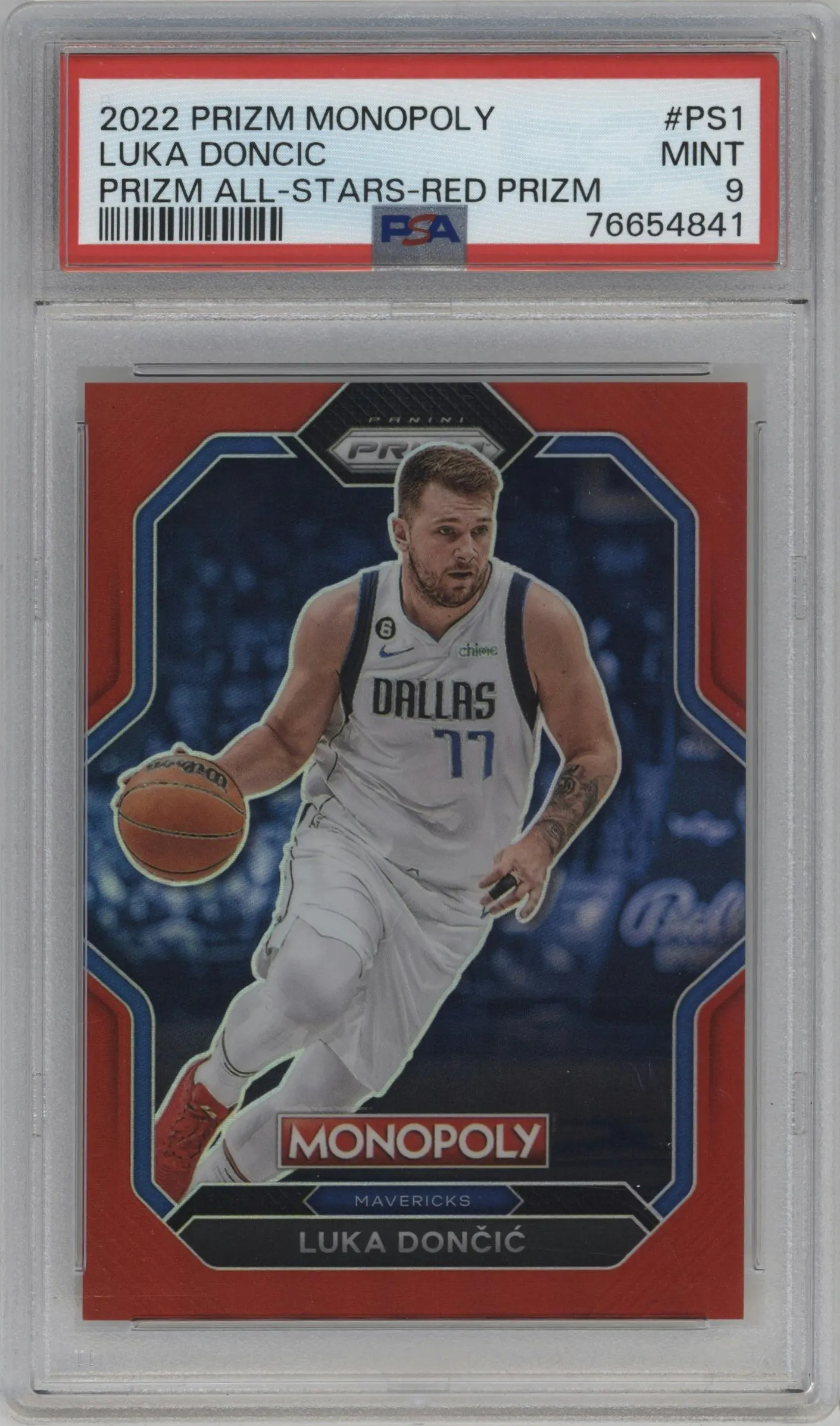 2022 Panini Prizm Monopoly All-Stars Luka Doncic Red Prizm PSA 9