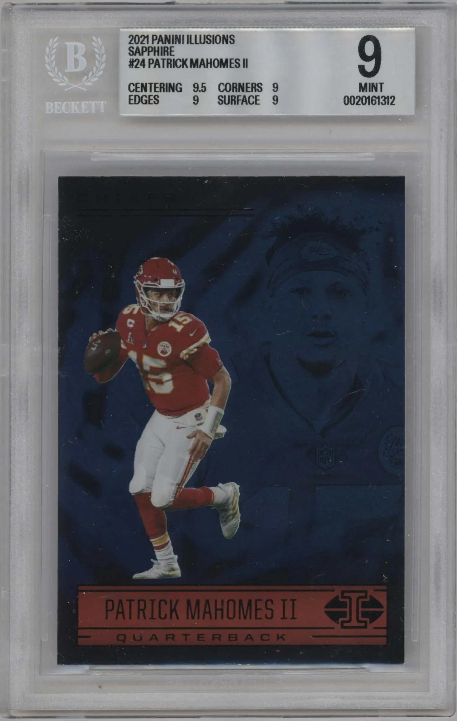 2021 Panini Illusions Patrick Mahomes II Trophy Collection Sapphire #24 BGS 9