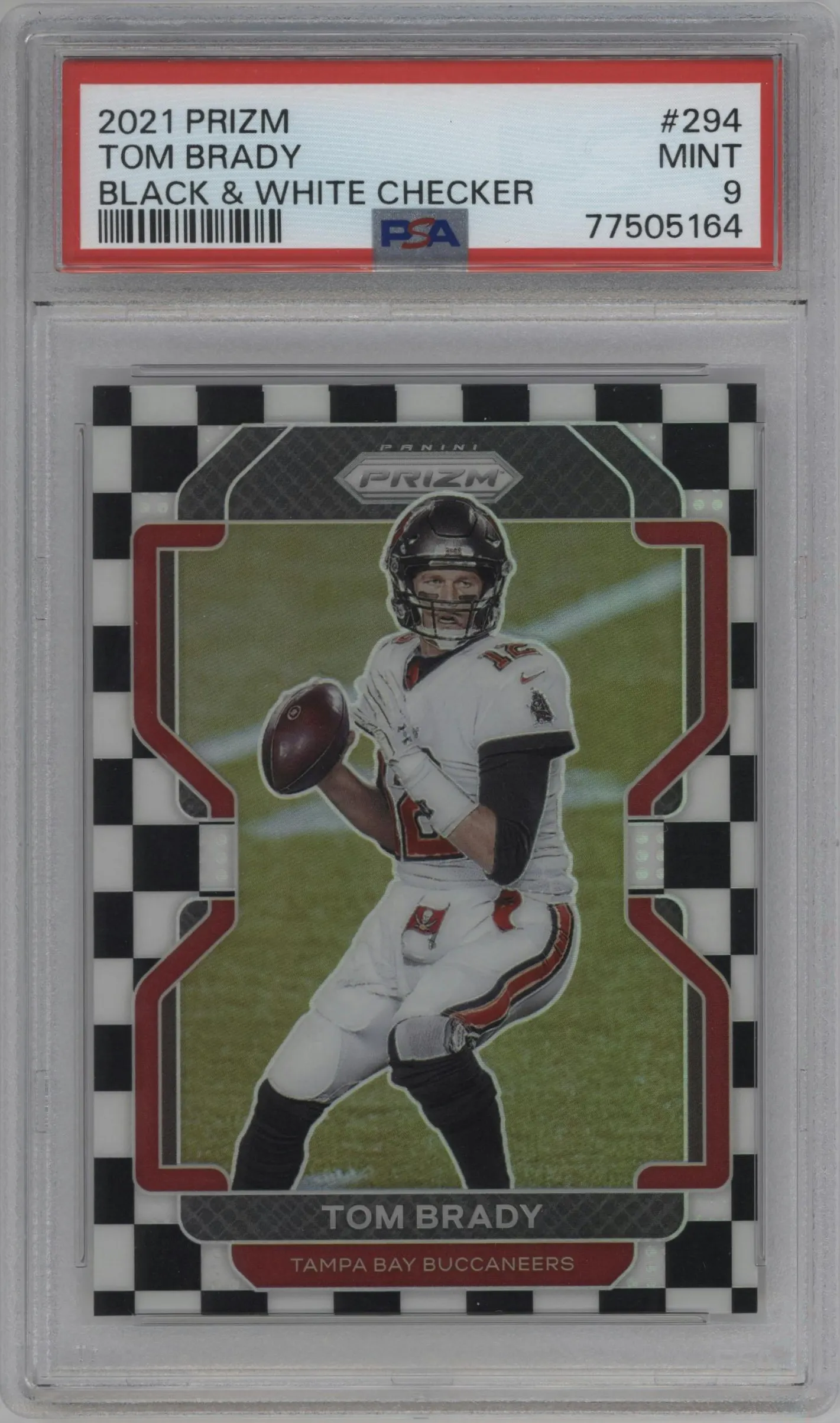 2021 Panini Prizm Tom Brady Black & White Checker #294 PSA 9