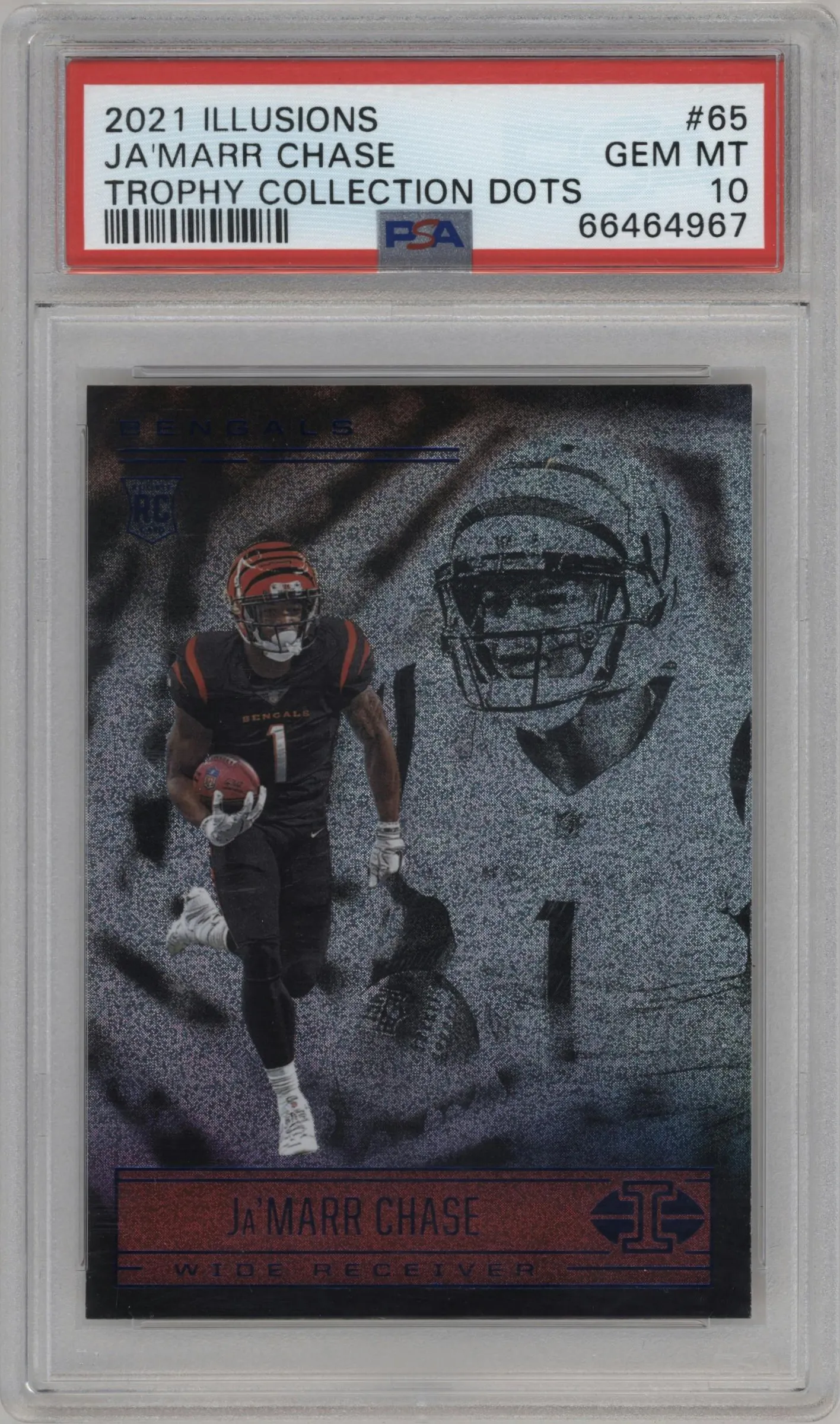 2021 Panini Illusions Ja'Marr Chase Trophy Collection Dots #65 PSA 10