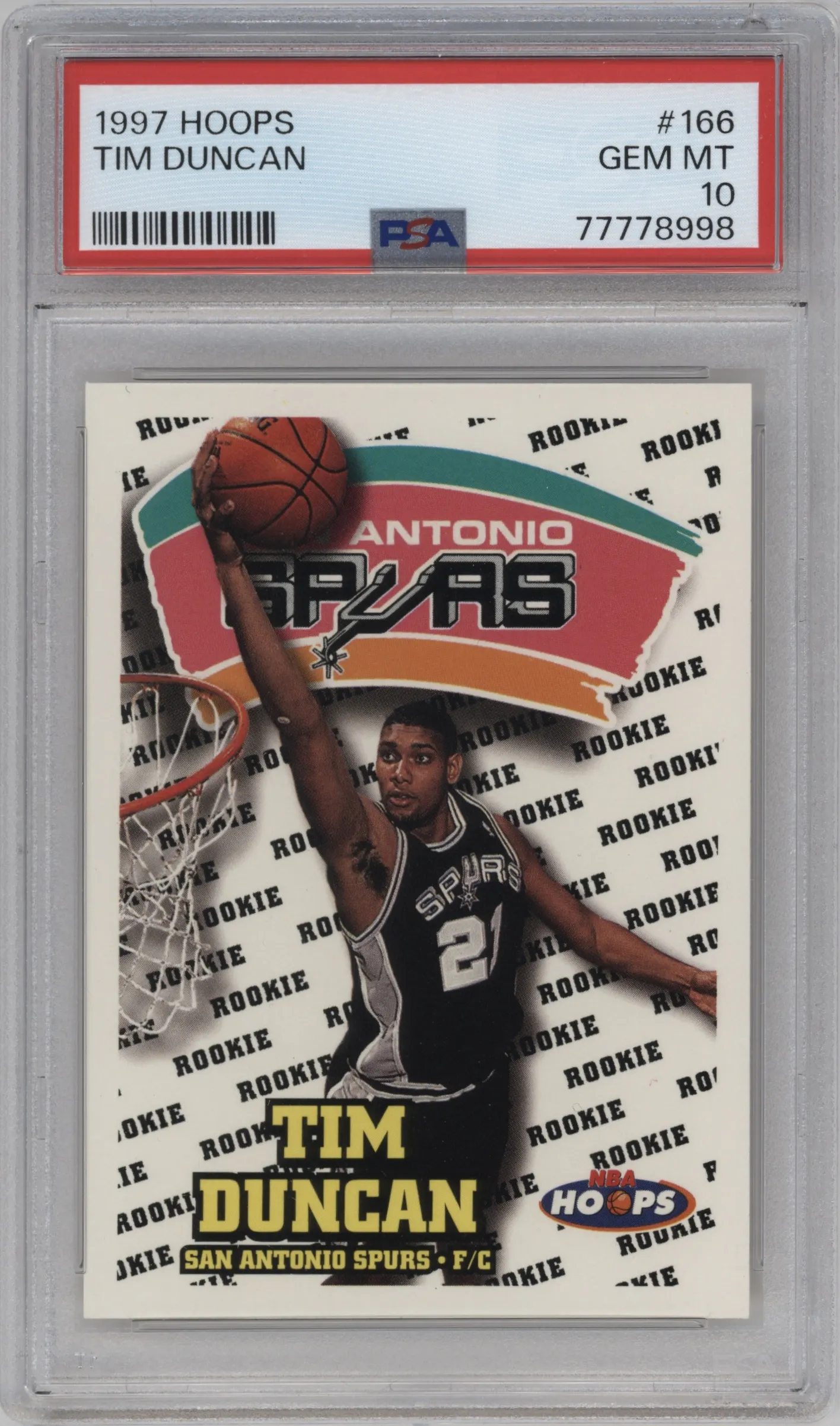 1997 NBA Hoops Tim Duncan #166 PSA 10
