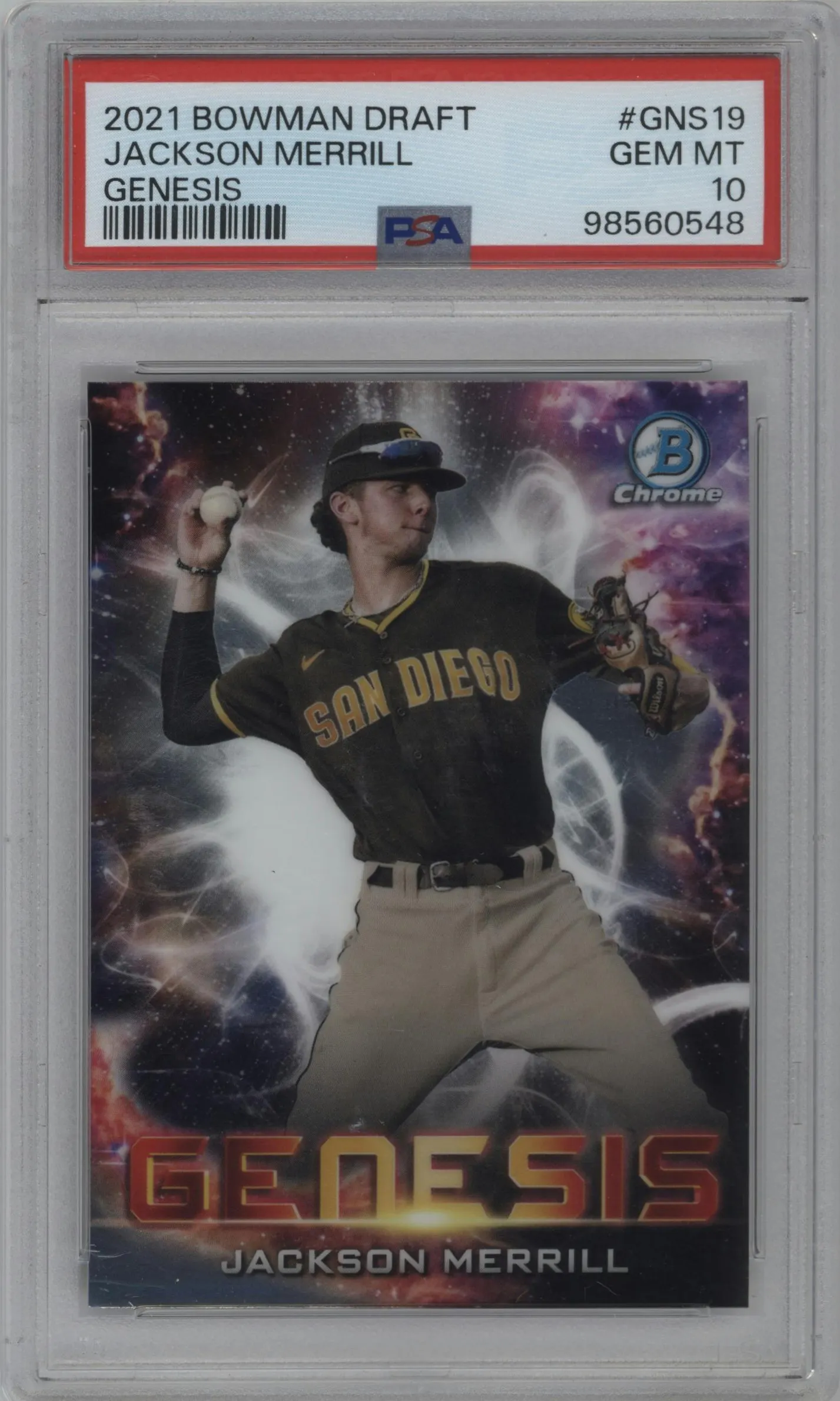 2021 Bowman Draft Genesis Jackson Merrill #GNS-19 PSA 10