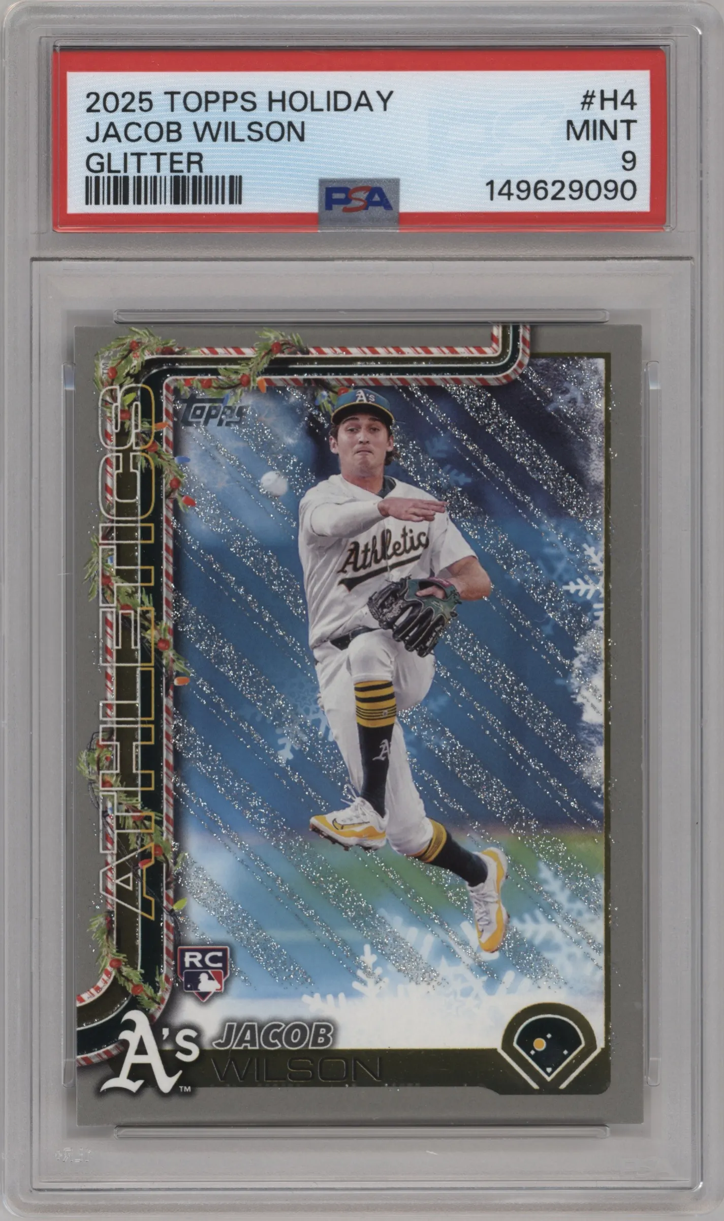 2025 Topps Holiday Jacob Wilson Silver Glitter Holiday #H4 PSA 9