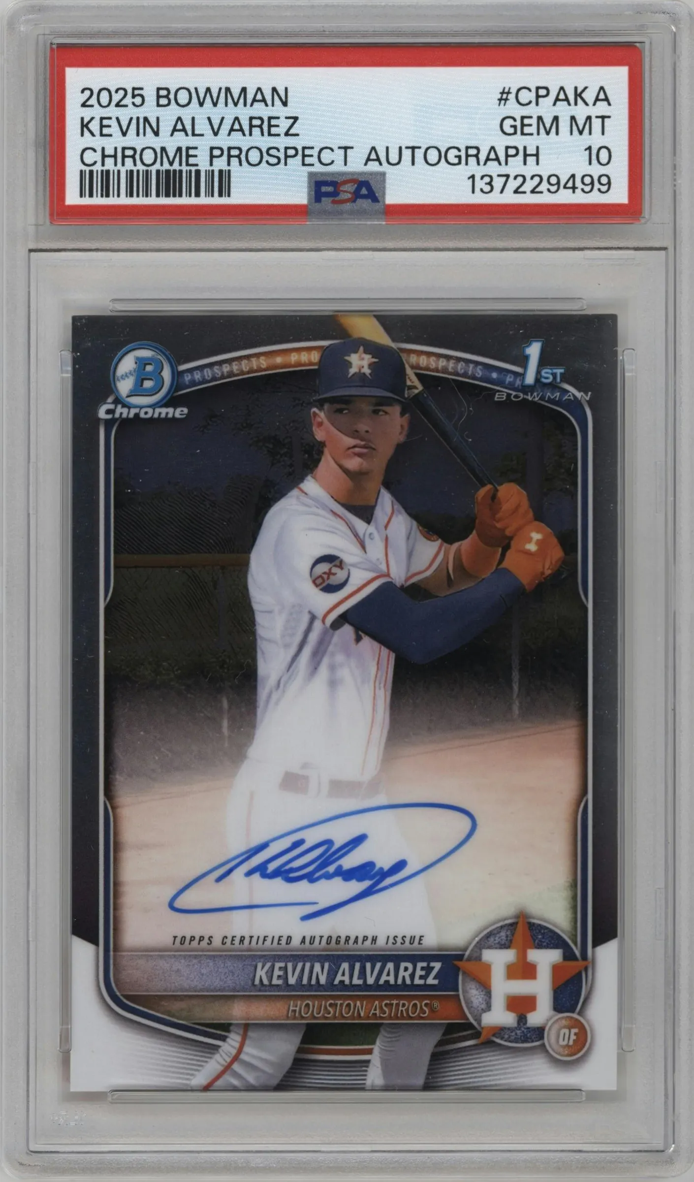 2025 Bowman Chrome Chr.Pros.Auto Kevin Alvarez #CPA-KA PSA 10