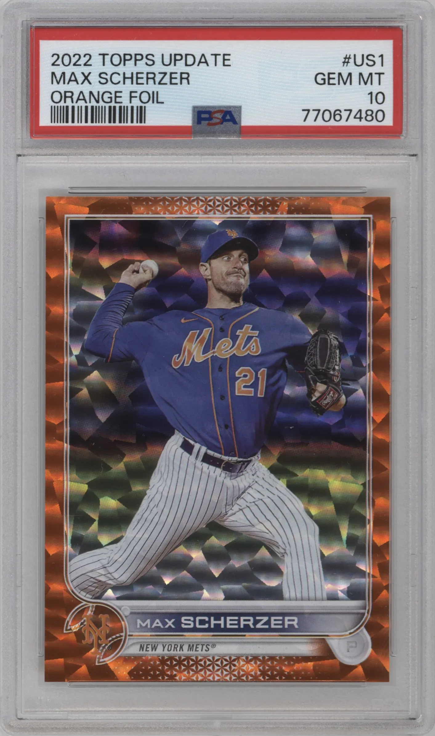 2022 Topps Update Max Scherzer Orange Foil #US1 PSA 10