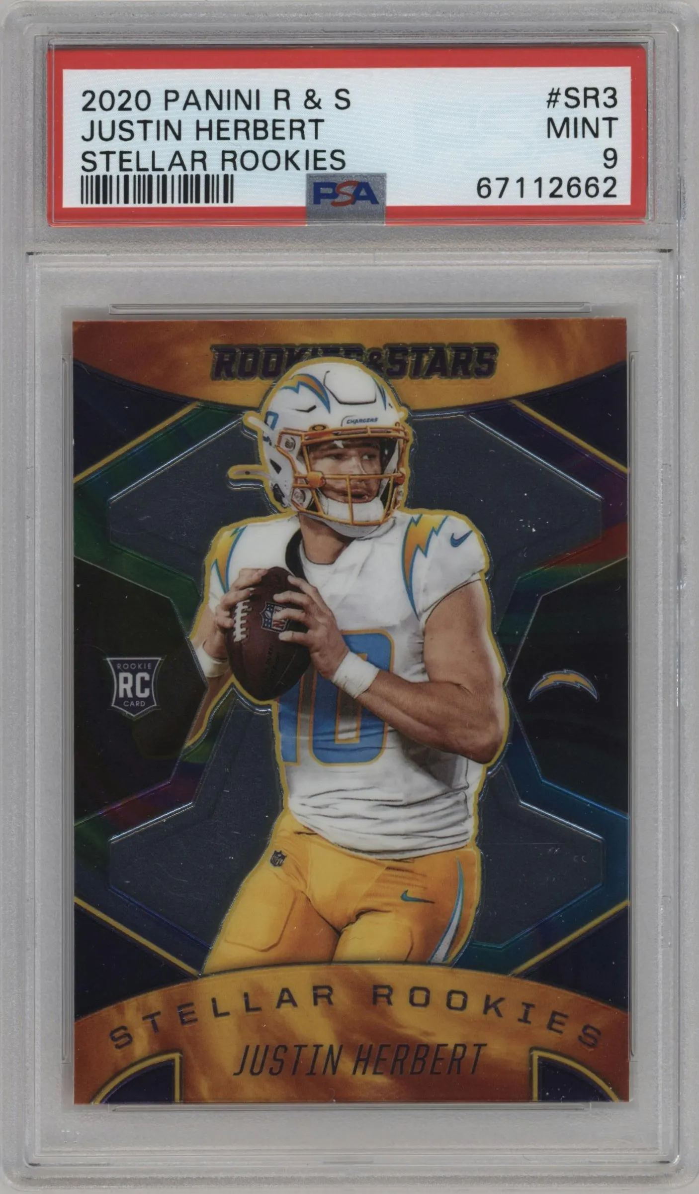 2020 Panini Rookies & Stars Stellar Rookies Justin Herbert #SR-3 PSA 9