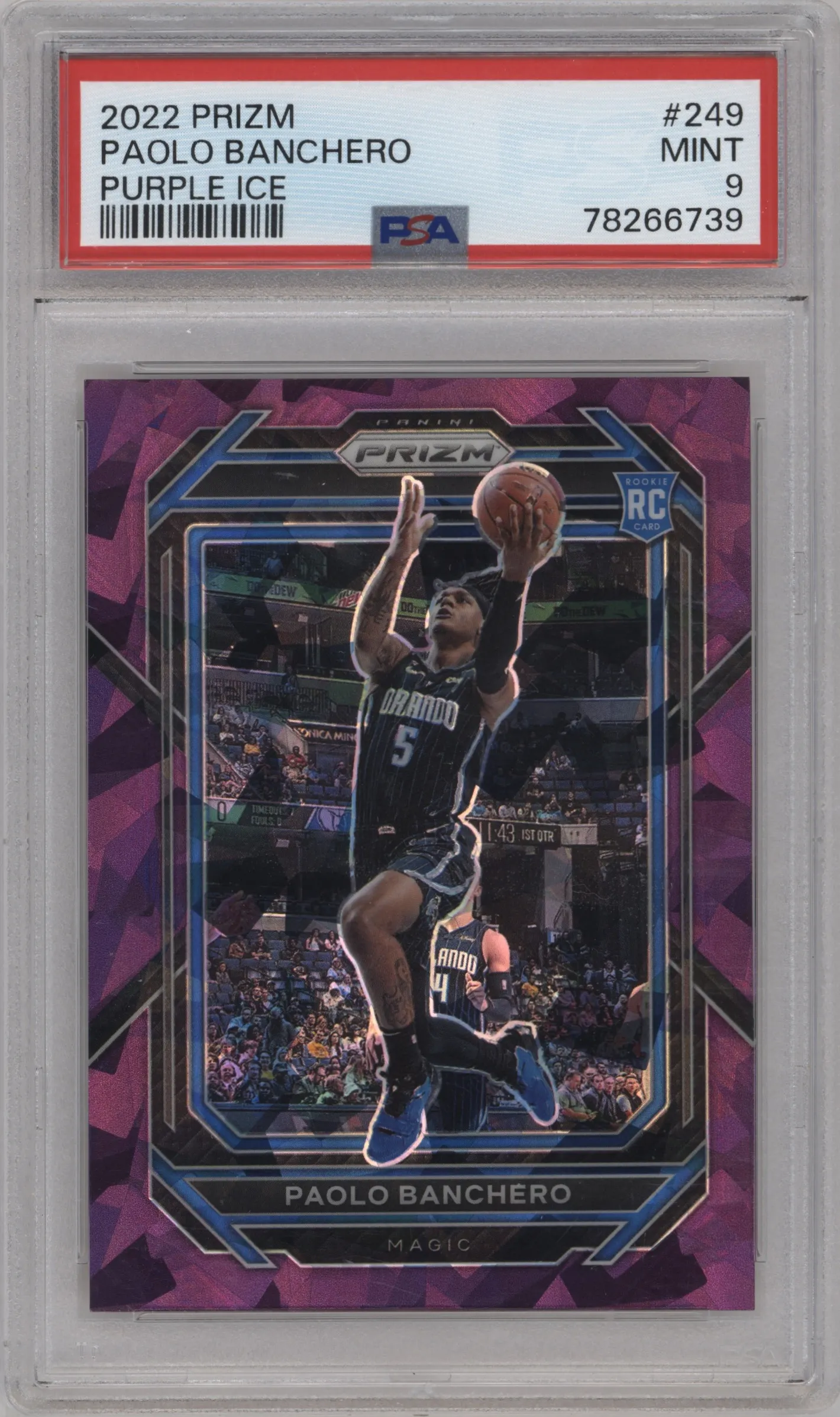 2022 Panini Prizm Paolo Banchero Purple Ice #249 PSA 9