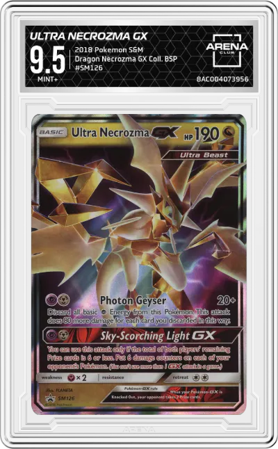 2018 Pokemon S&M Ultra Necrozma GX Dragon Majesty Ultra Necrozma GX Collection #SM126 ARENA CLUB 9.5