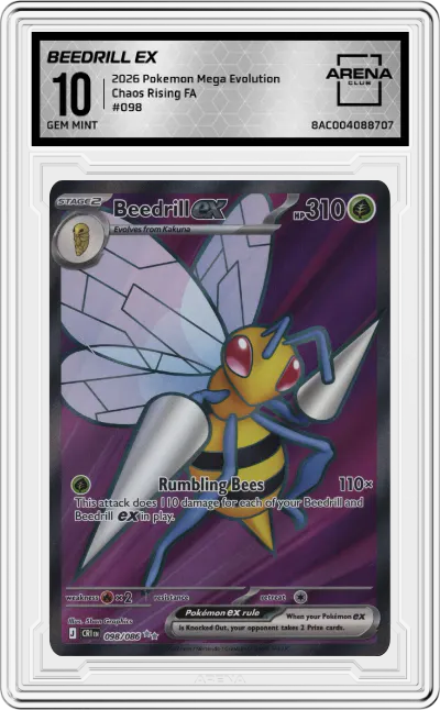 2026 Pokemon Mega Evolution Chaos Rising Beedrill EX #098 ARENA CLUB 10