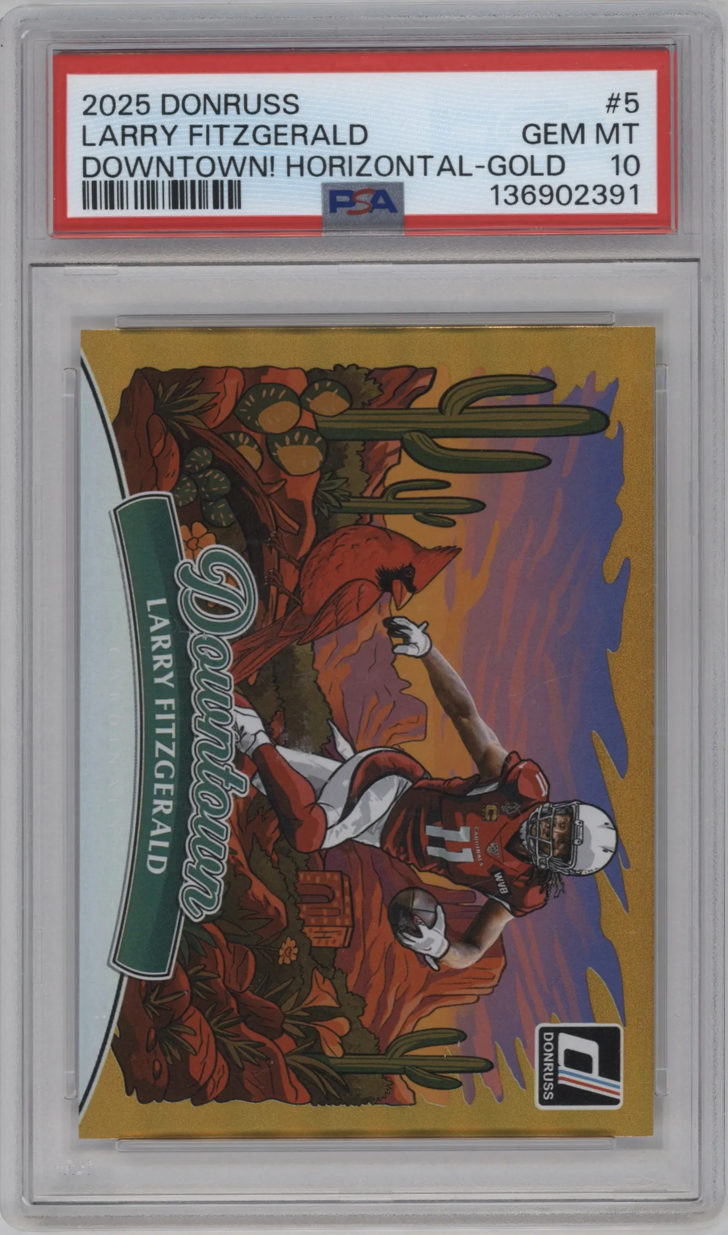 2025 Panini Donruss Downtown Horizontal Larry Fitzgerald Gold #5 PSA 10