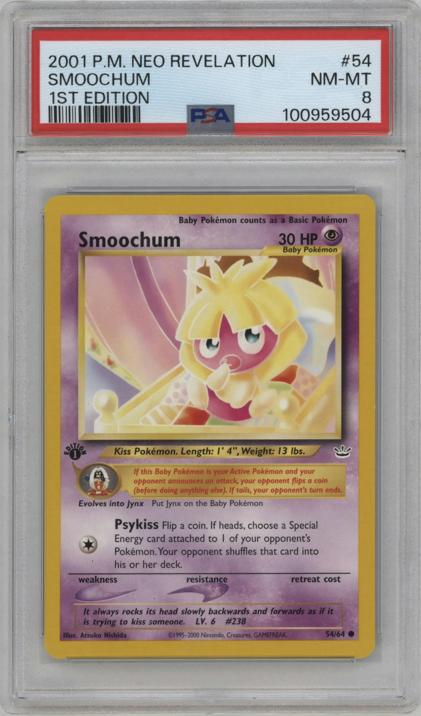 2001 Pokemon Neo Genesis Neo Revelation Smoochum #54 PSA 8