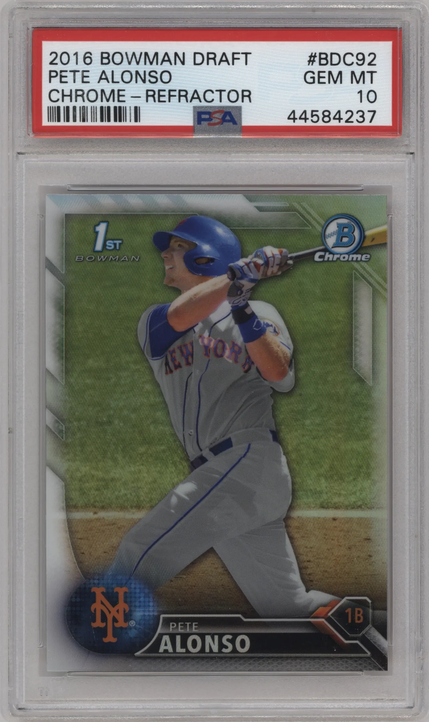 2016 Bowman Draft Chrome Pete Alonso Refractor PSA 10