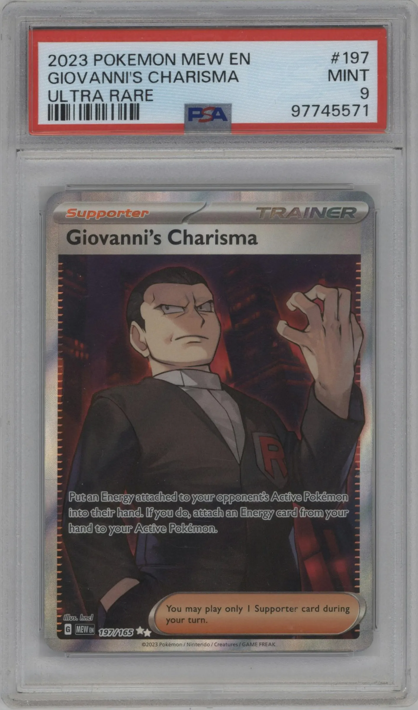 2023 Pokemon SV Giovanni's Charisma #197 PSA 9