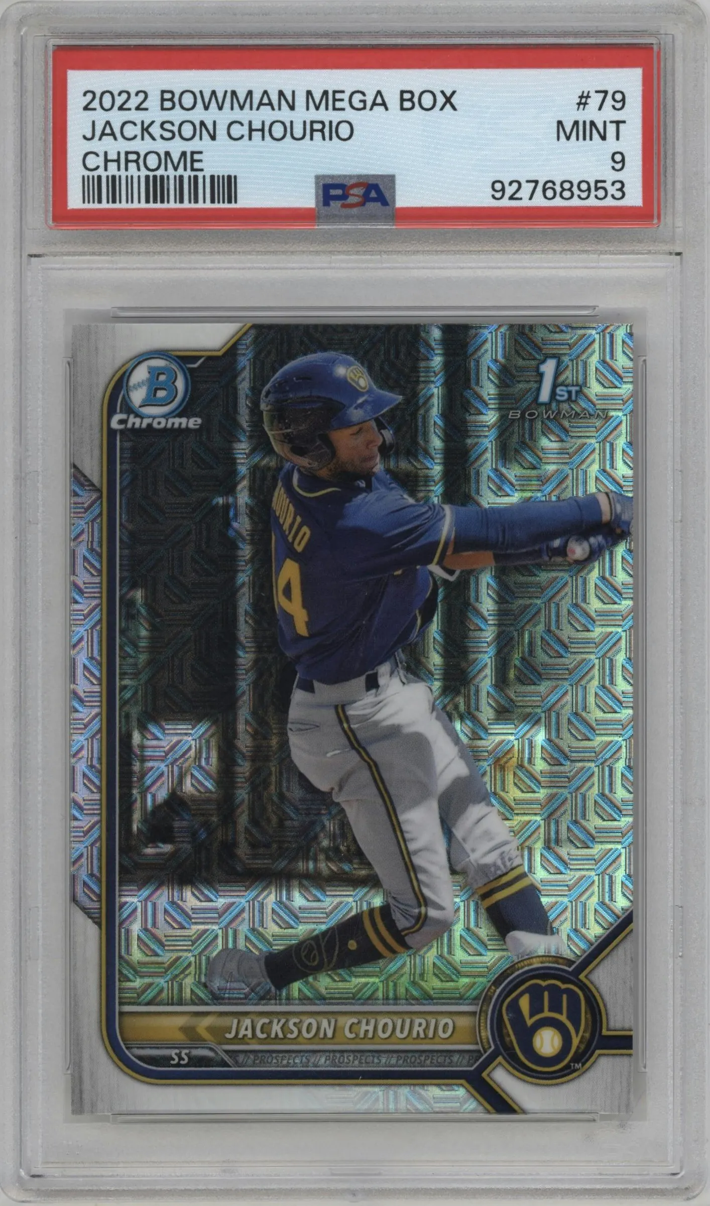 2022 Bowman Mega Box Chrome Jackson Chourio #BCP-79 PSA 9