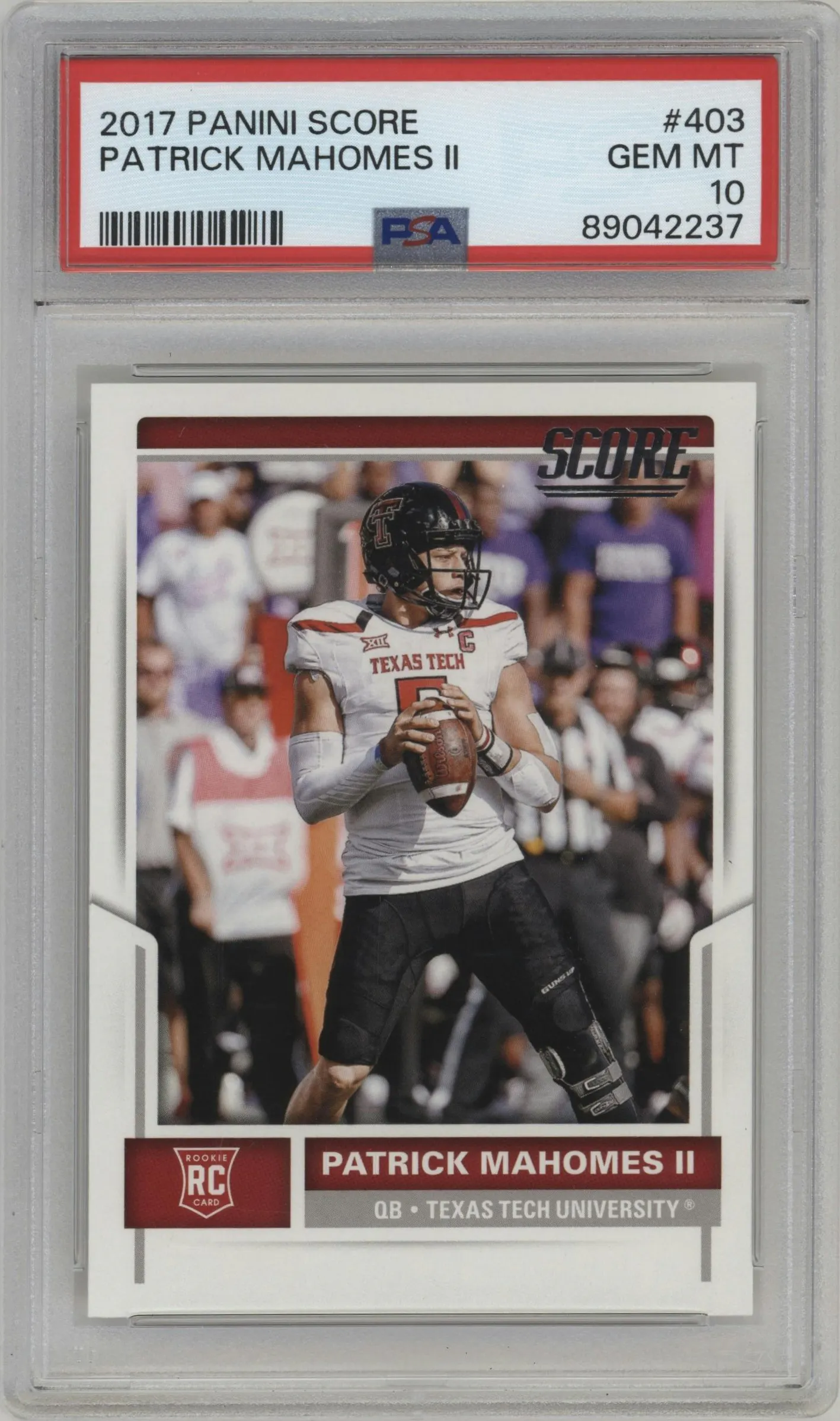 2017 Panini Score Patrick Mahomes II PSA 10