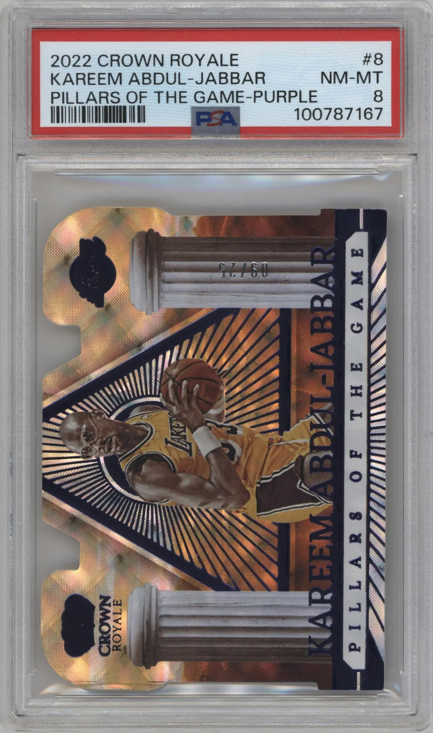 2022 Panini Crown Royale Pillars of the Game Kareem Abdul-Jabbar Purple #8 PSA 8