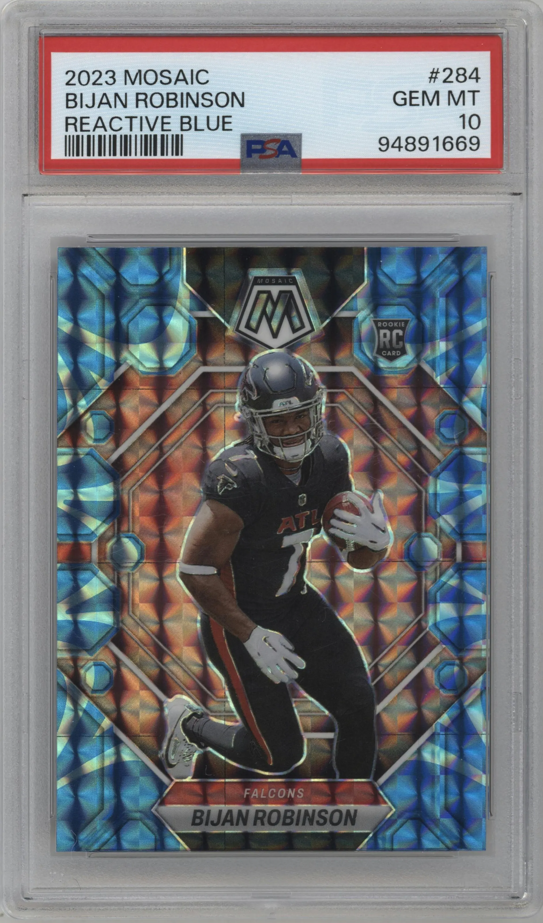 2023 Panini Mosaic Bijan Robinson Reactive Blue #284 PSA 10