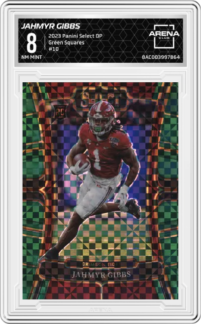 2023 Panini Select Draft Picks Jahmyr Gibbs Green Squares #10 ARENA CLUB 8