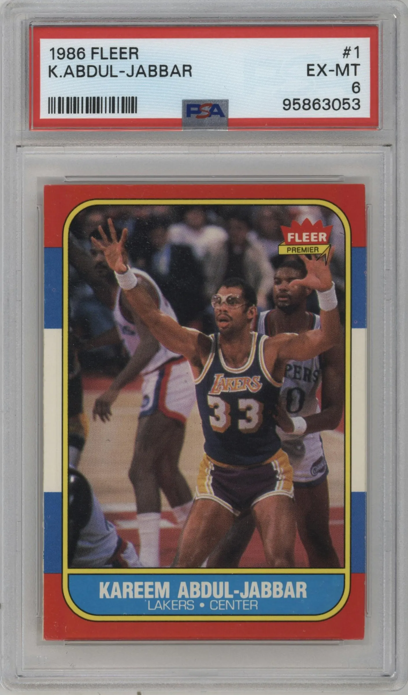 1986 Fleer Kareem Abdul-Jabbar #1 PSA 6