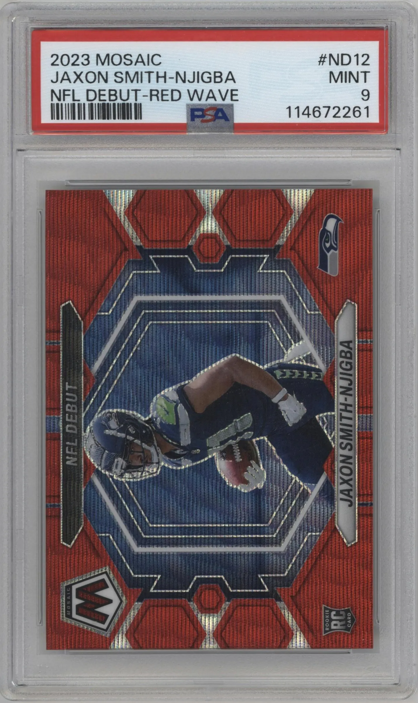 2023 Panini Mosaic NFL Debut Jaxon Smith-Njigba Red Wave #ND-12 PSA 9