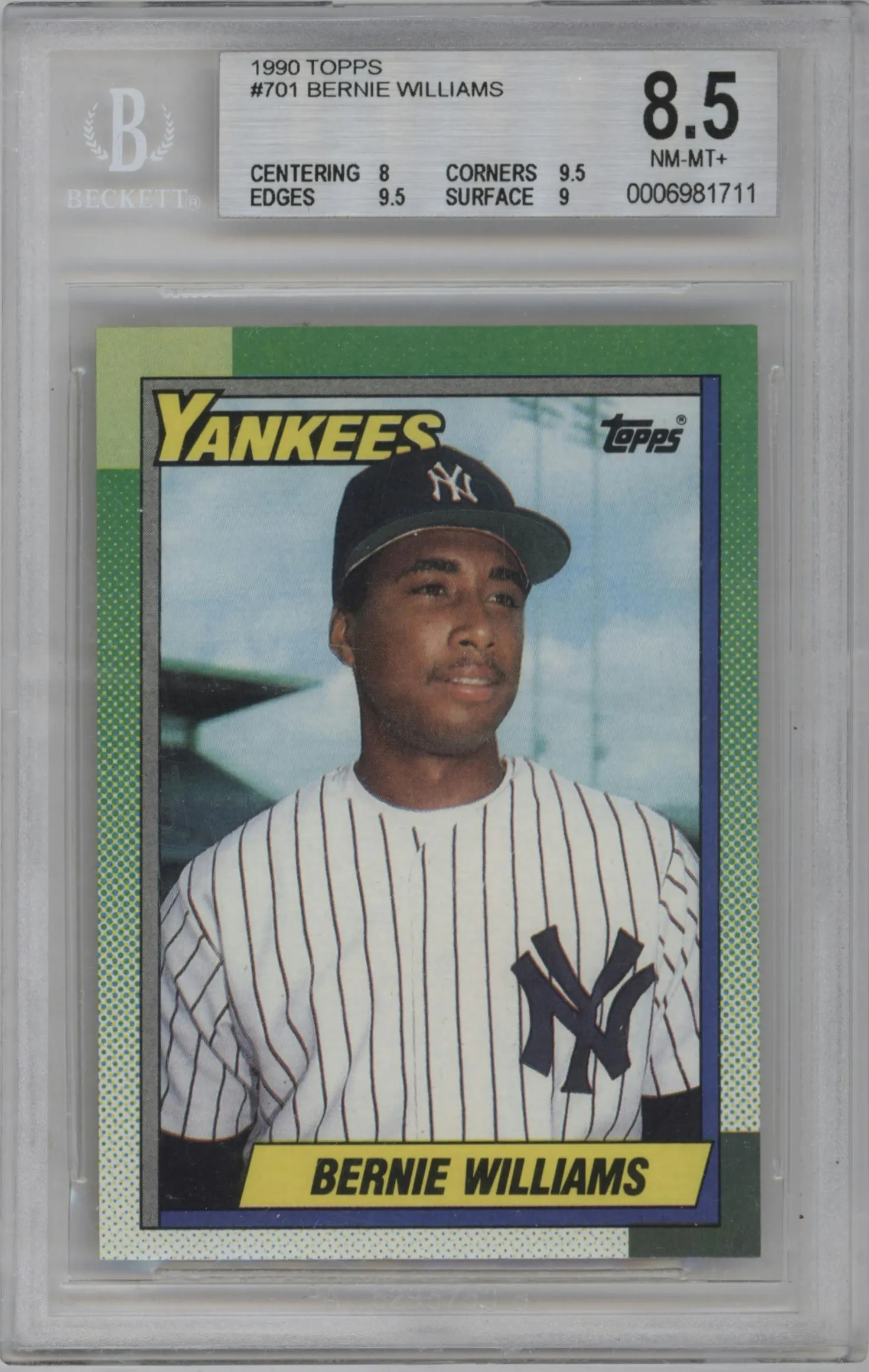 1990 Topps Bernie Williams #701 BGS 8.5