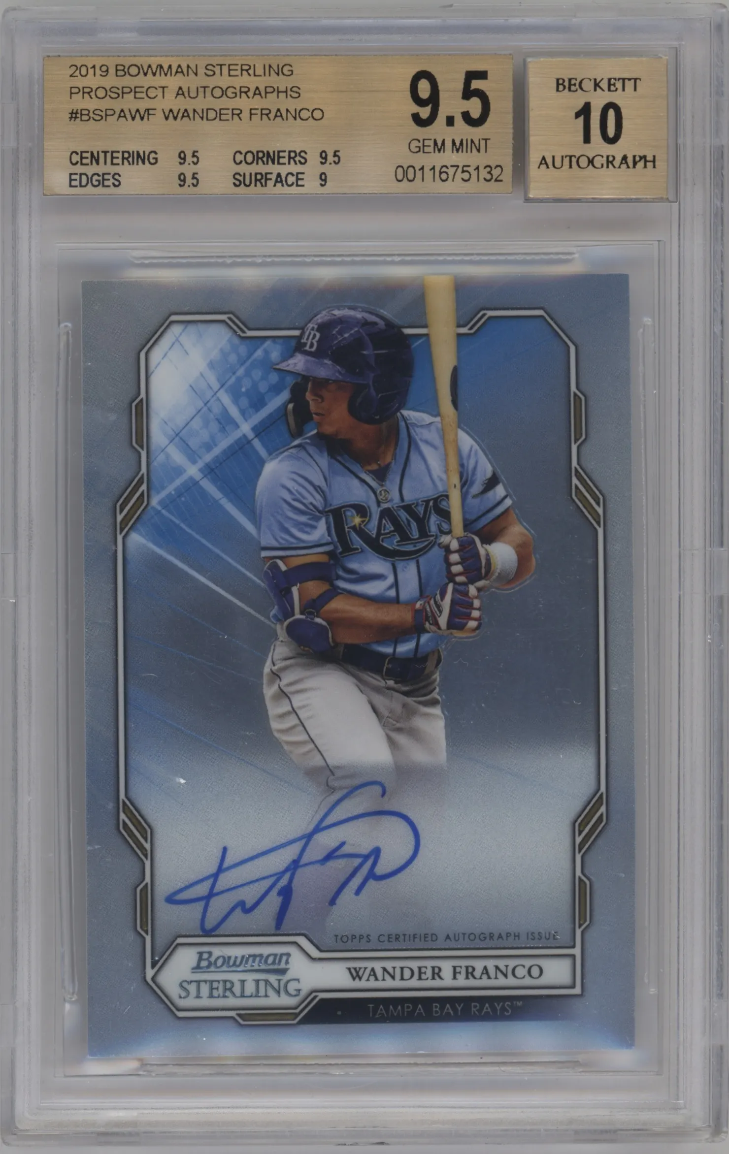 2019 Bowman Sterling Prospect & Rke.Auto Wander Franco BGS 9.5