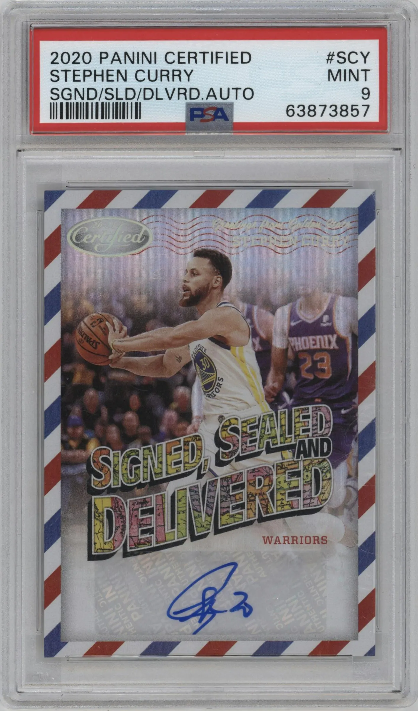 2020 Panini Certified Signed, Sealed and Dlvrd. Stephen Curry #SSD-SCY PSA 9