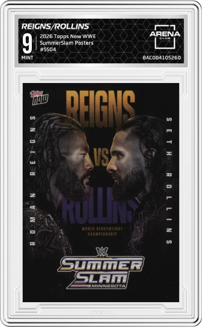 2026 Topps Now WWE SummerSlam Posters Roman Reigns/Seth Rollins #SS04 ARENA CLUB 9