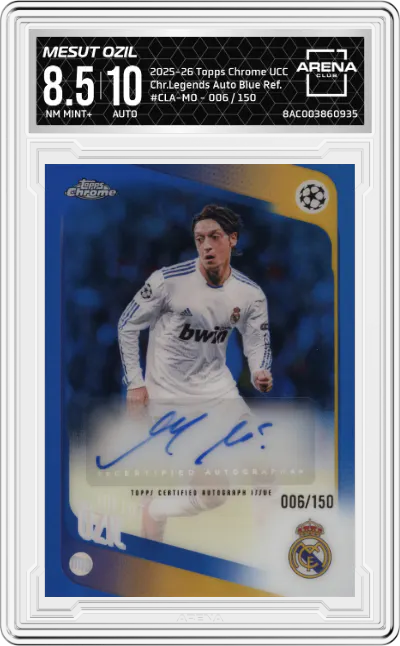 2025 Topps Chrome UEFA Club Competitions Chr.Legends Auto Mesut Ozil Blue Refractor ARENA CLUB 8.5