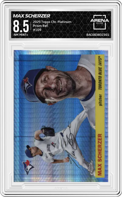 2025 Topps Chrome Platinum Max Scherzer Prism Refractor #109 ARENA CLUB 8.5