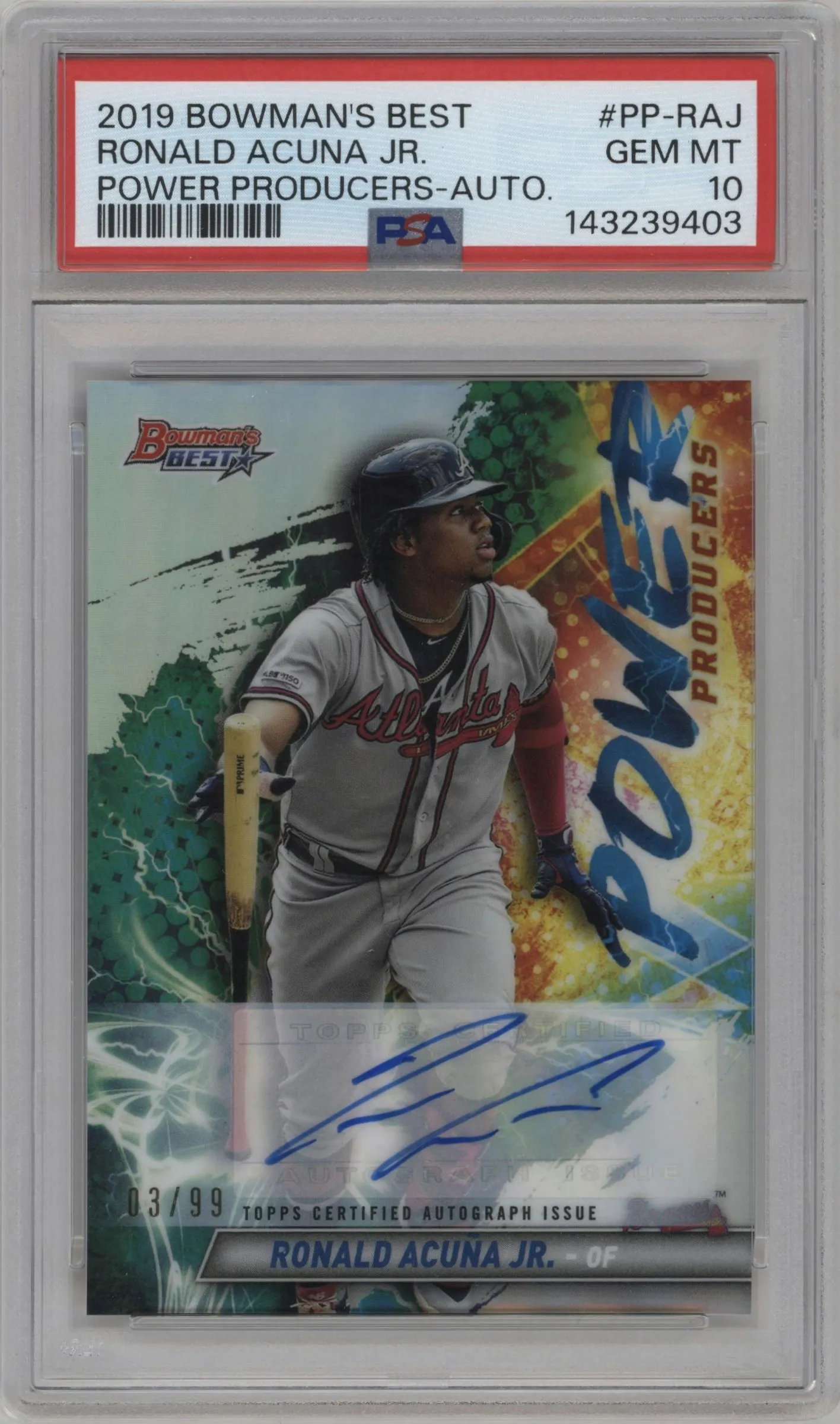 2019 Bowman’s Best Power Producers Auto Ronald Acuna Jr. #PP-RAJ PSA 10