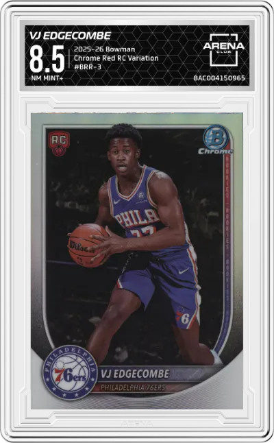 2025 Bowman Chrome Red RC Variation VJ Edgecombe #BRR-3 ARENA CLUB 8.5