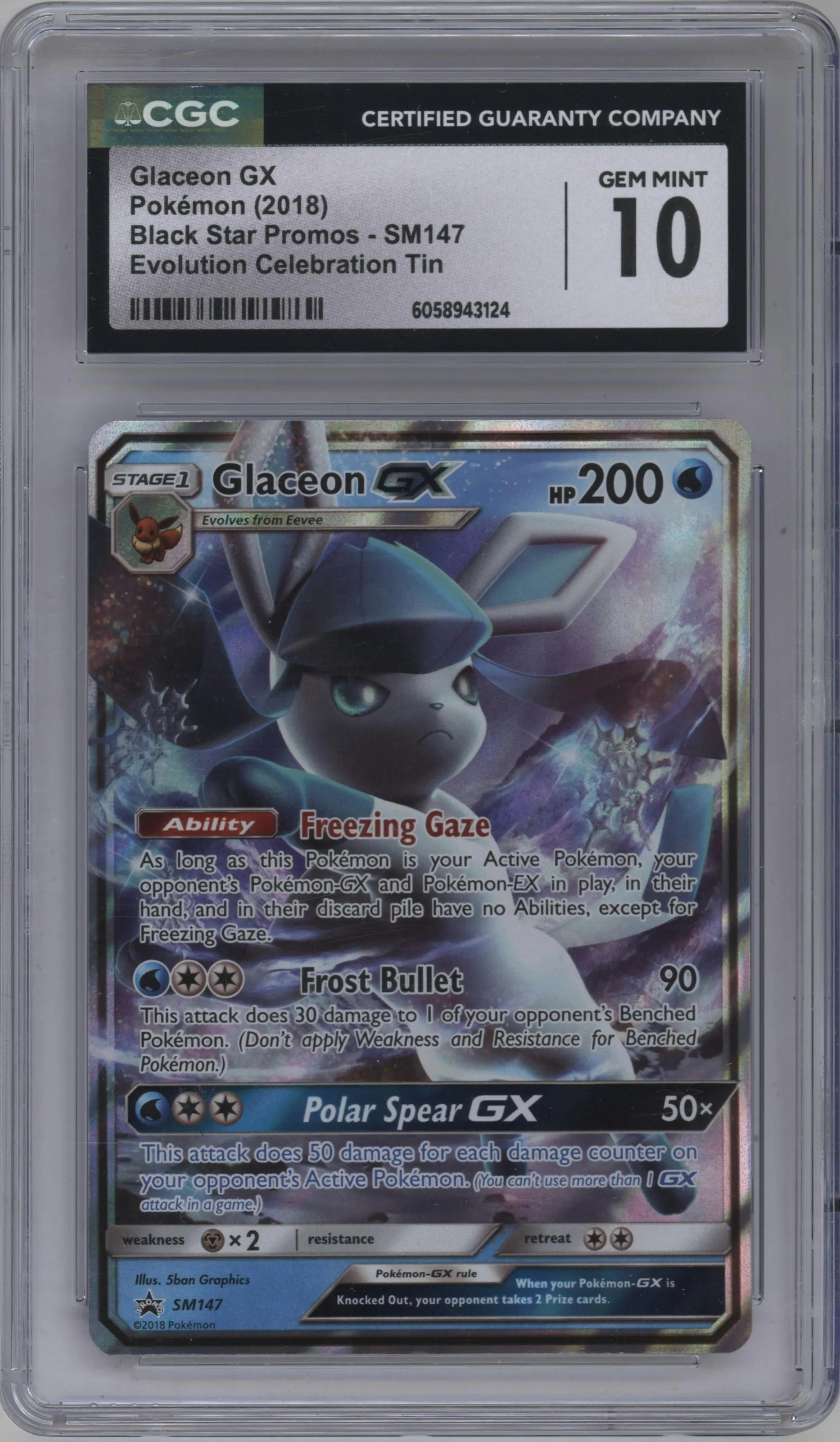2018 Pokemon S&M Glaceon GX Evolution Celebration Tins #SM147 CGC 10