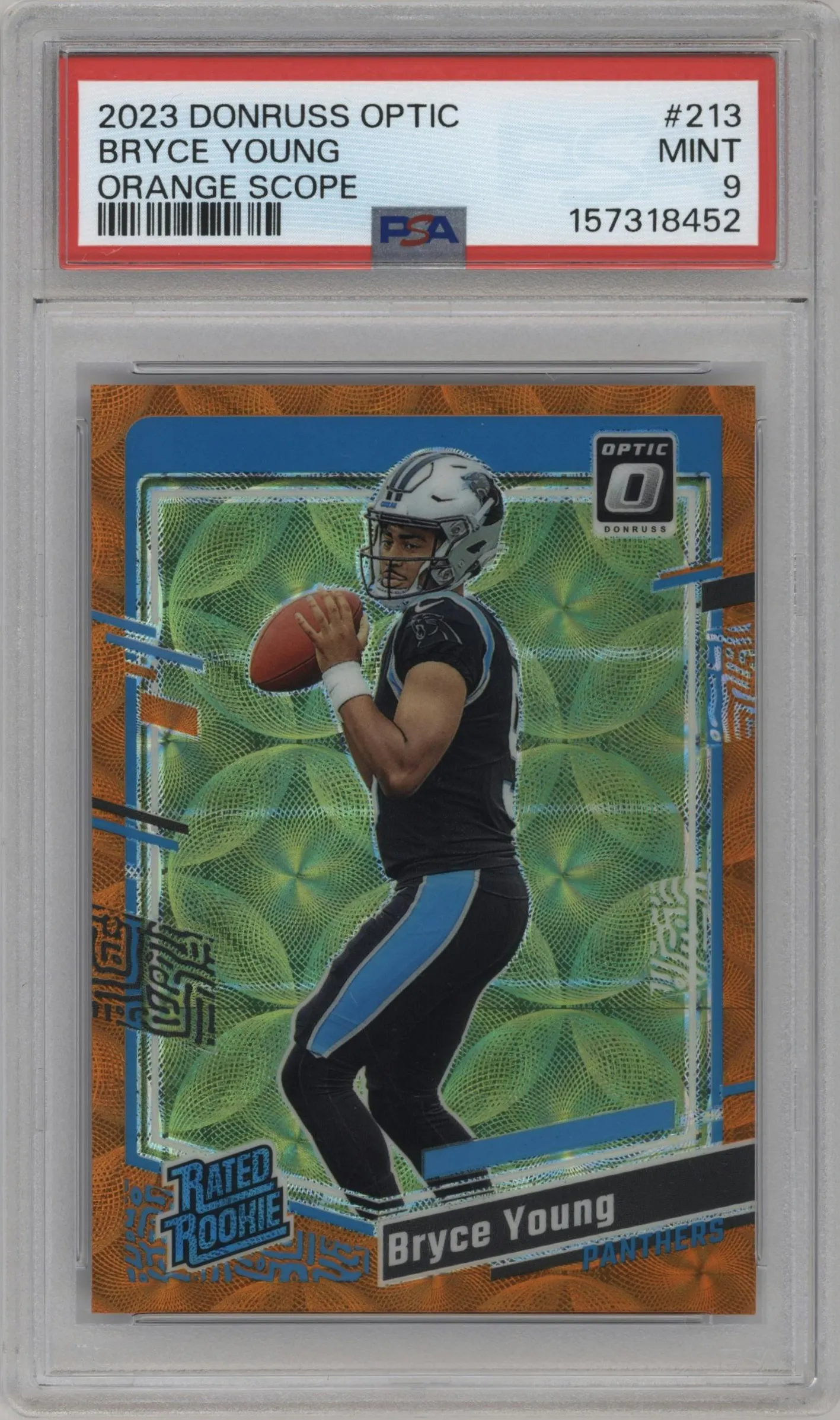 2023 Donruss Optic Rated Rookie Bryce Young Orange Scope #213 PSA 9
