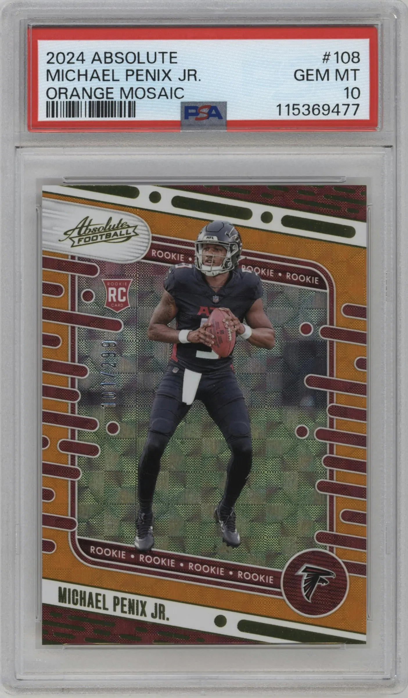 2024 Panini Absolute Michael Penix Jr. Orange Mosaic #108 PSA 10