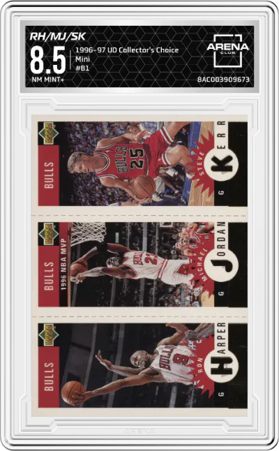 1996 Upper Deck Collector's Choice Mini Ron Harper/Michael Jordan/Steve Kerr #B1 ARENA CLUB 8.5