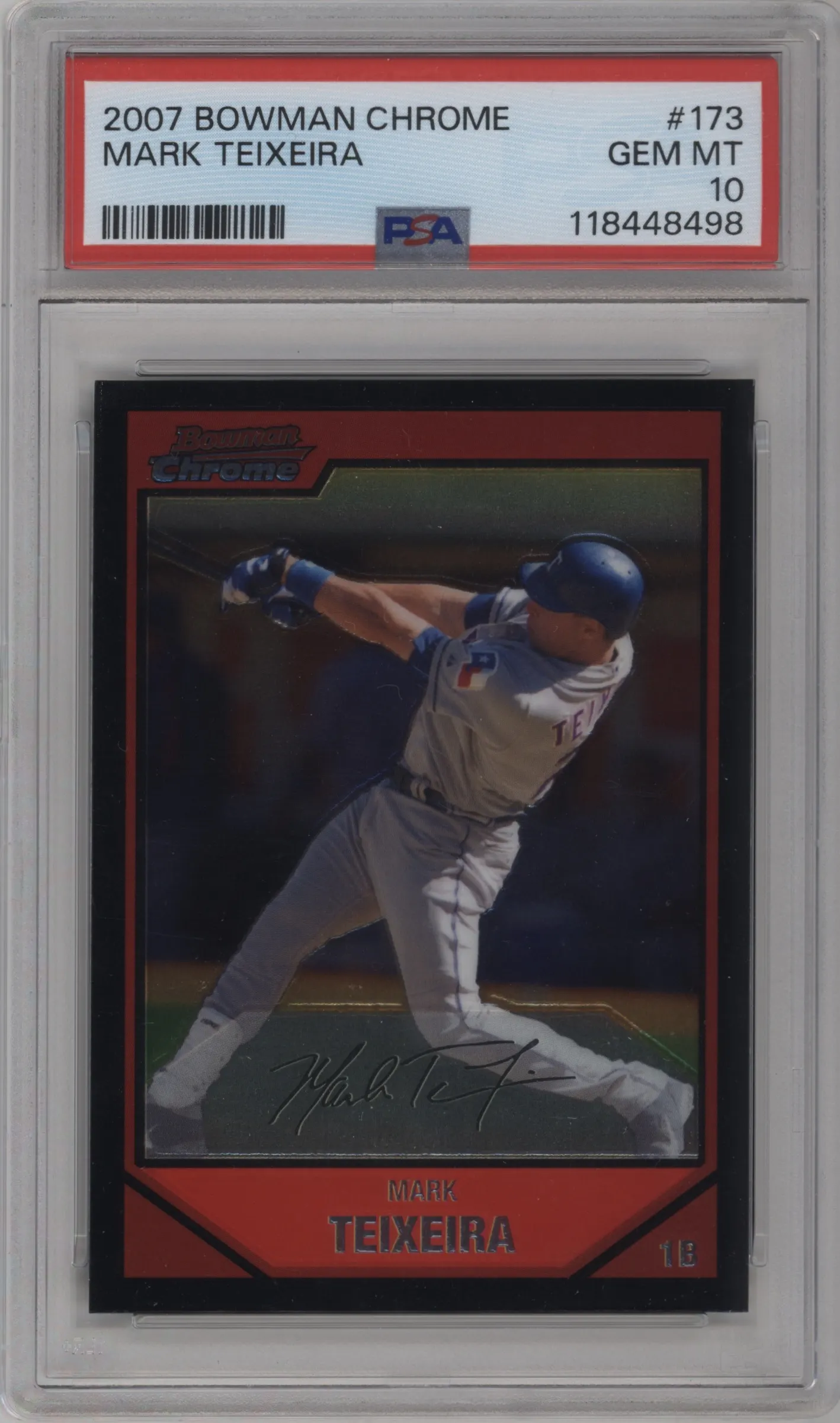 2007 Bowman Chrome Mark Teixeira #173 PSA 10
