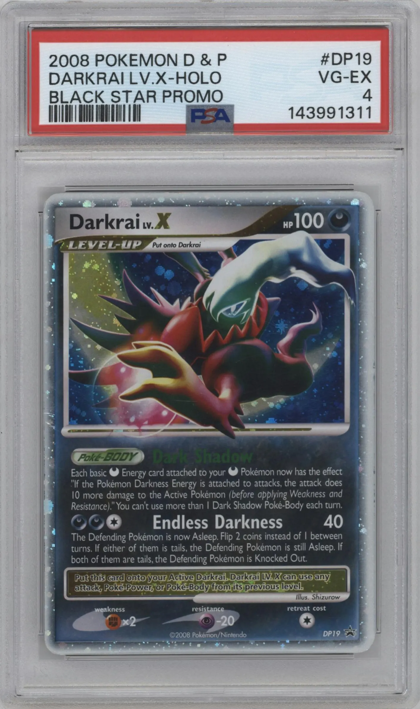 2008 Pokemon D&P Darkrai Lv.X #DP19 PSA 4