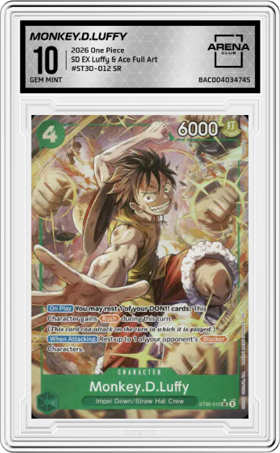 2026 One Piece SD EX Luffy & Ace Monkey.D.Luffy Full Art SR #ST30-012 SR ARENA CLUB 10