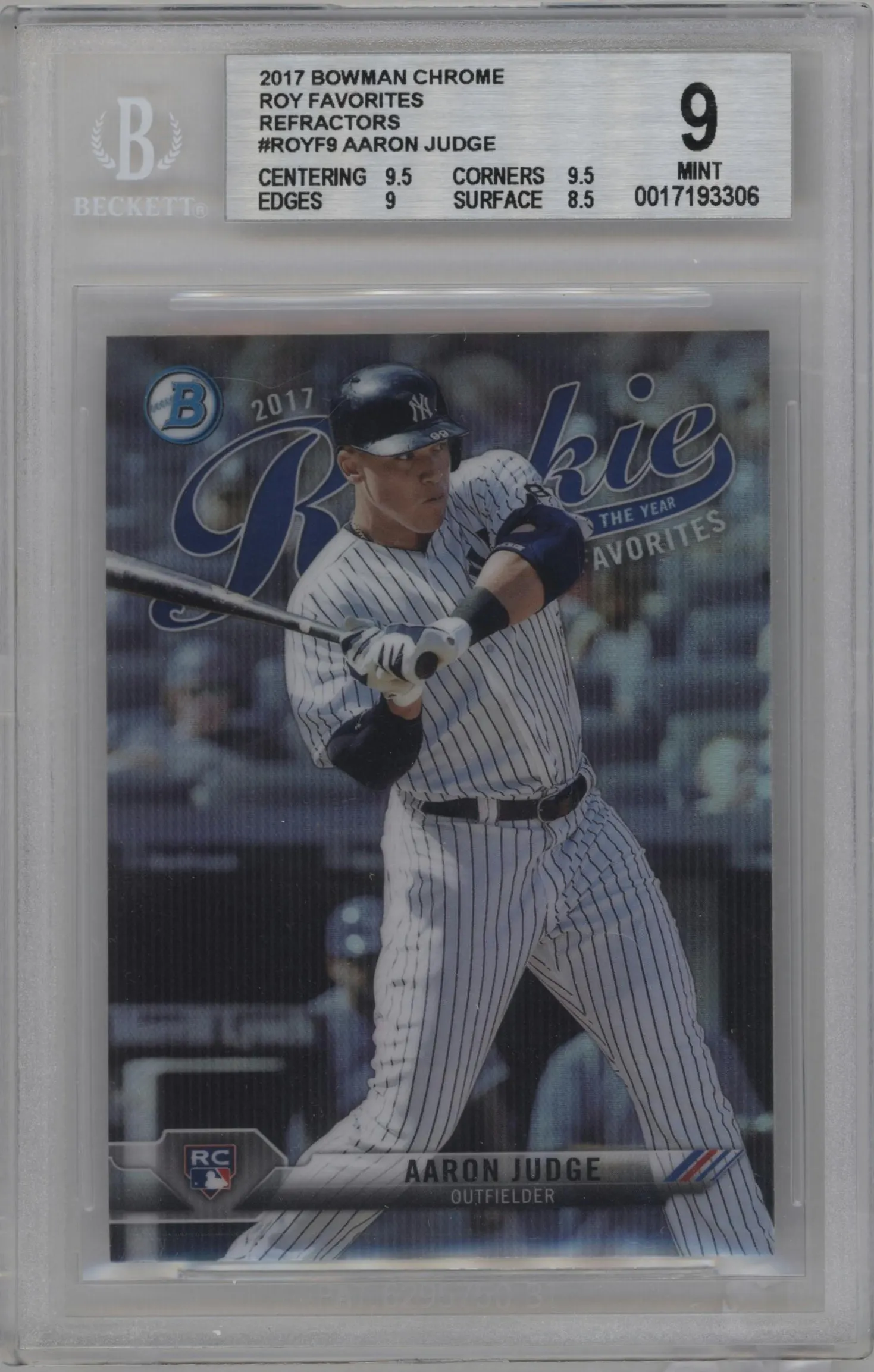 2017 Bowman ROTY Favorites Aaron Judge #ROYF-9 BGS 9