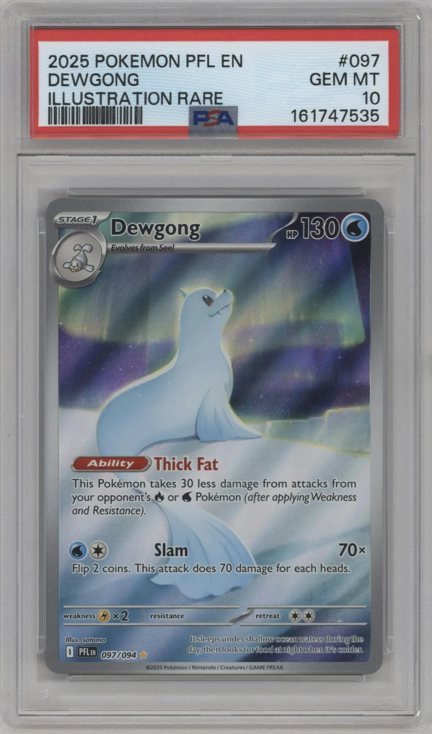 2025 Pokemon Mega Evolution Phan. Flames Dewgong #097 PSA 10