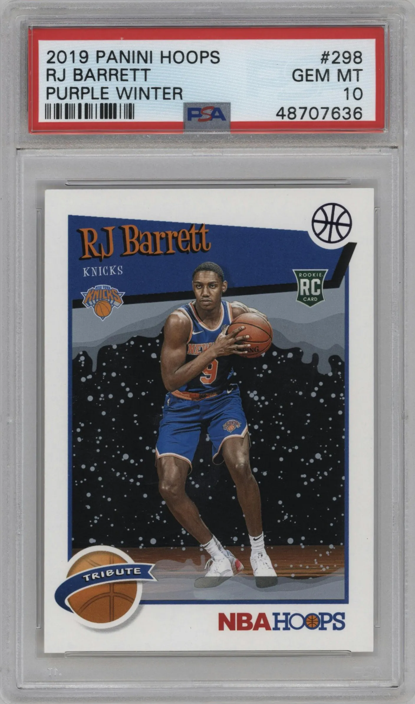 2019 Panini NBA Hoops Tribute RJ Barrett Winter Purple #298 PSA 10
